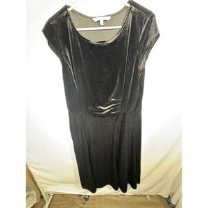 SANDRA GARREN Black Velvet Cap Sleeve Sheath Dress Size L